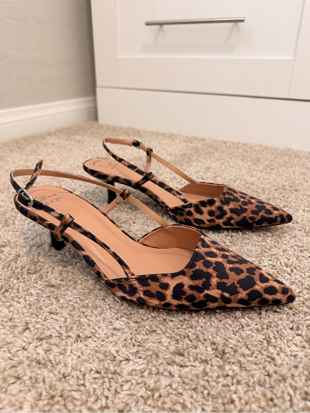 a new day Leopard Print Pointed Toe Slingback Heels - Brown/Black